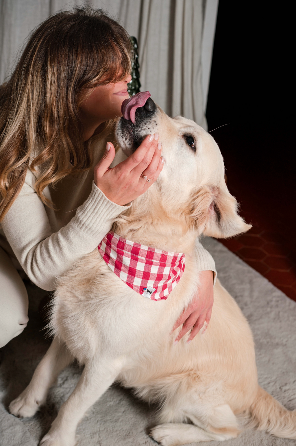 Bandana pour chien CARREAUX ROUGES