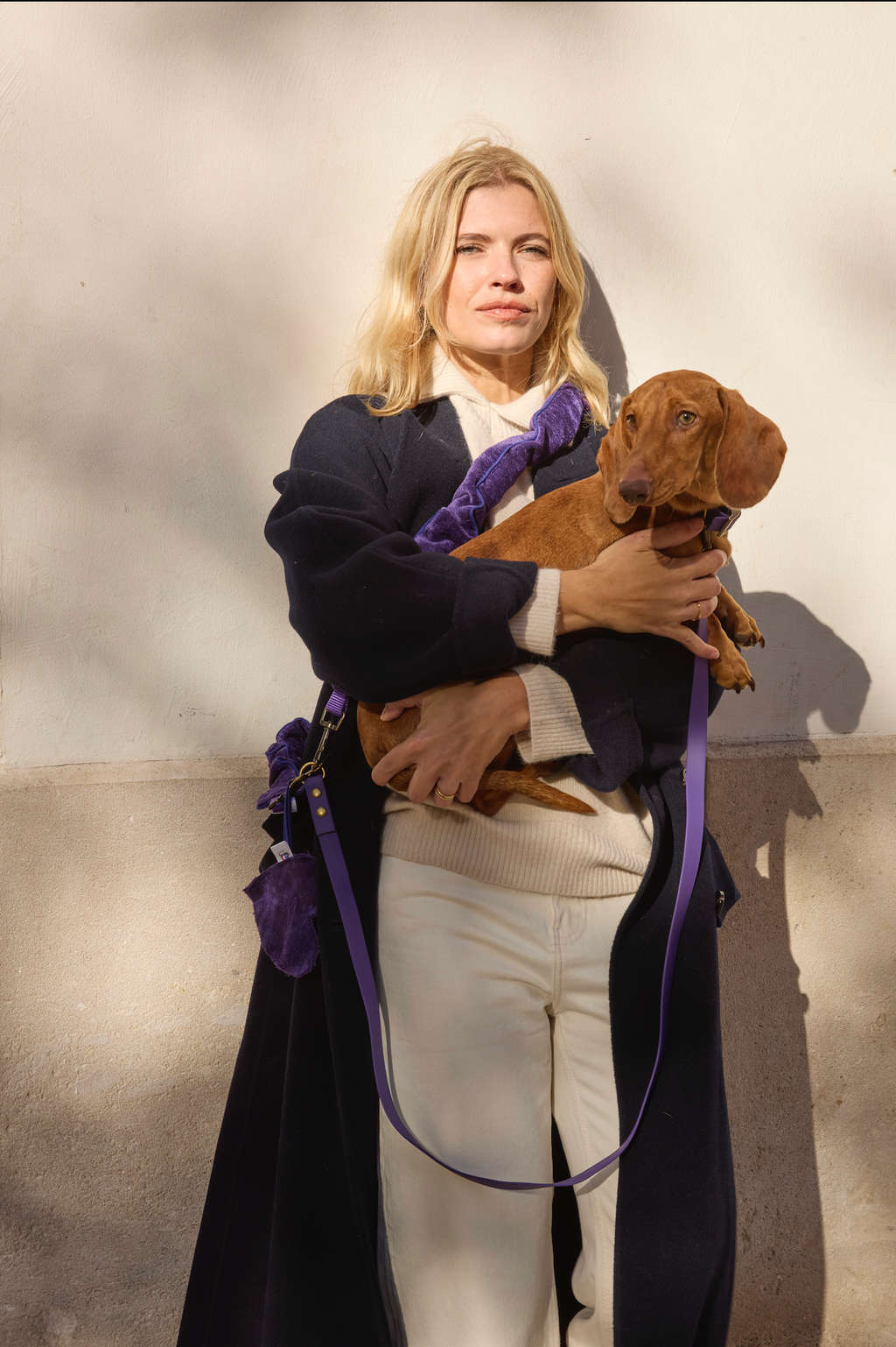 LAISSE MULTI-POSITIONS VELOURS VIOLET