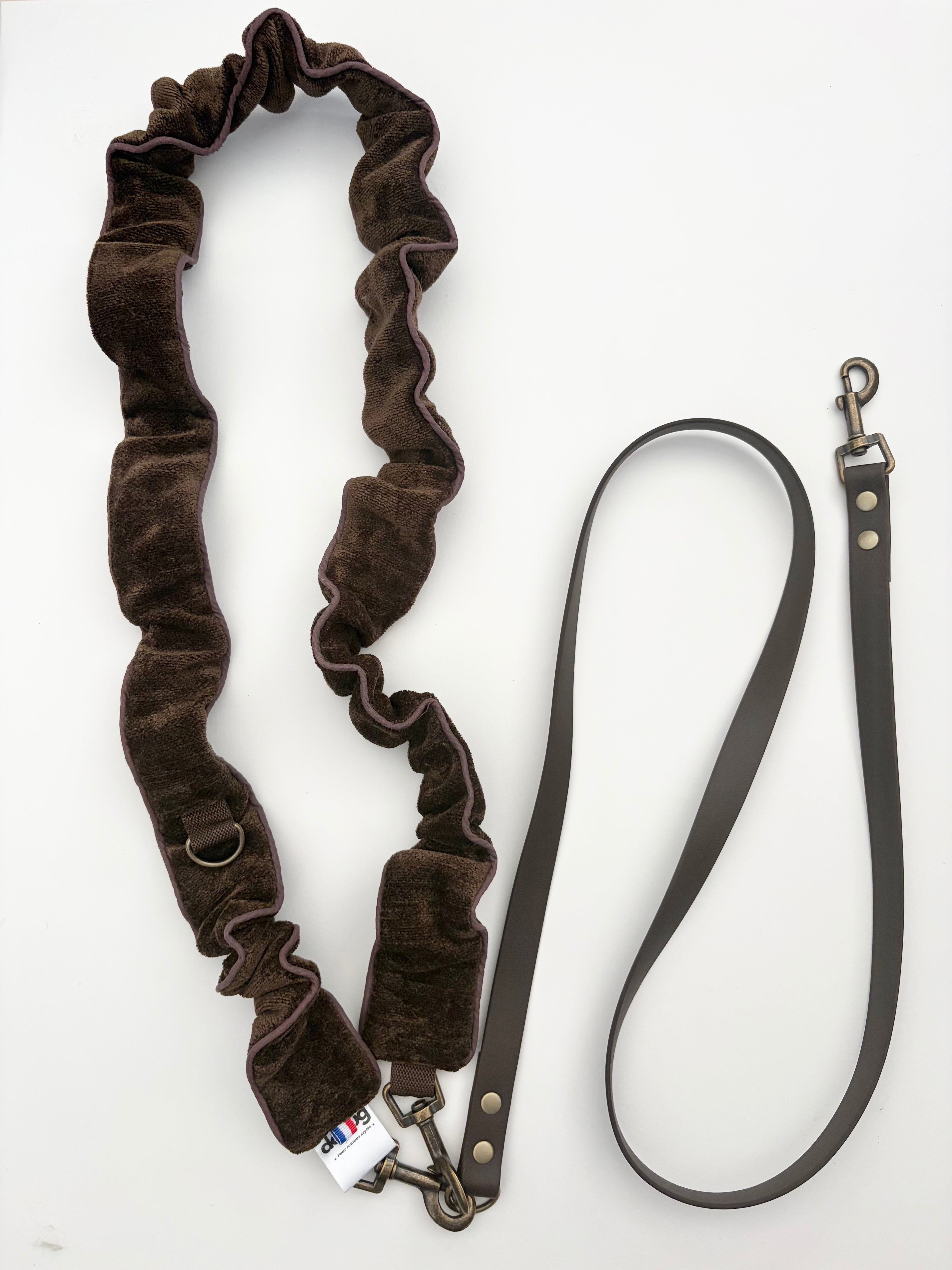 LAISSE MULTI-POSITIONS VELOURS MARRON