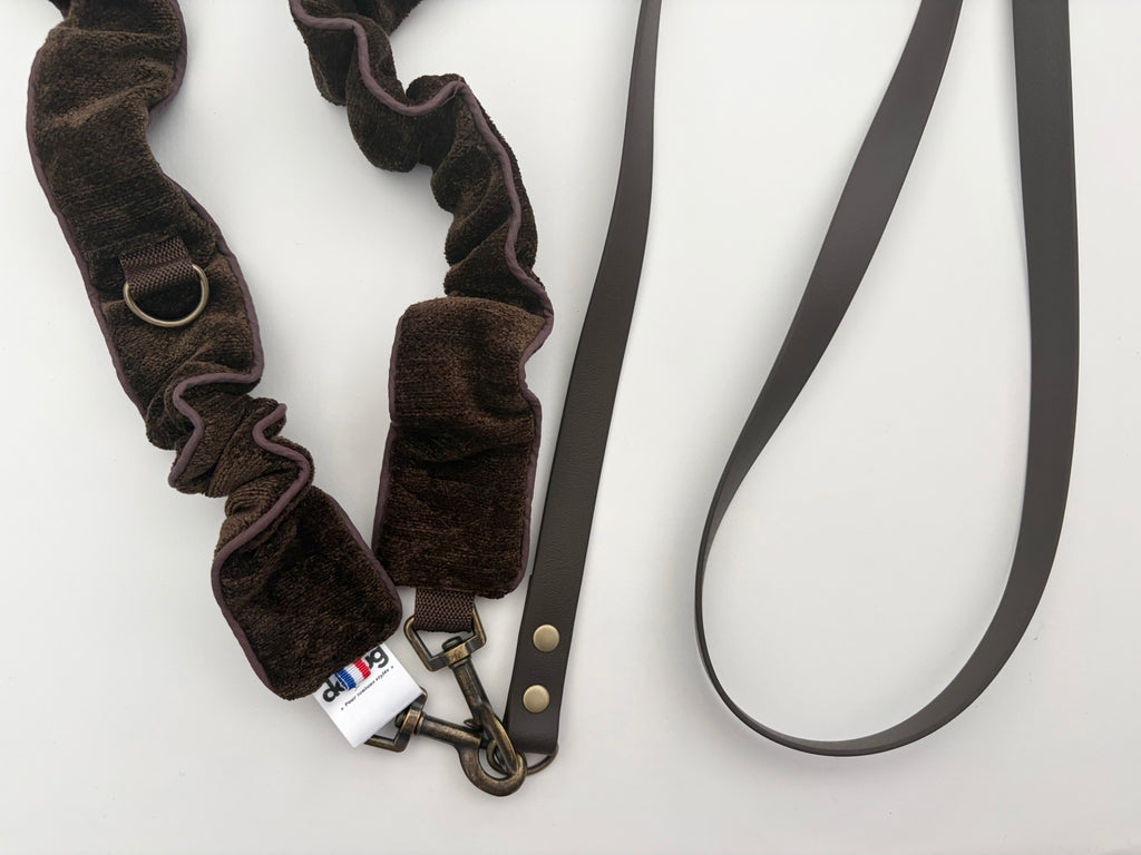 LAISSE MULTI-POSITIONS VELOURS MARRON