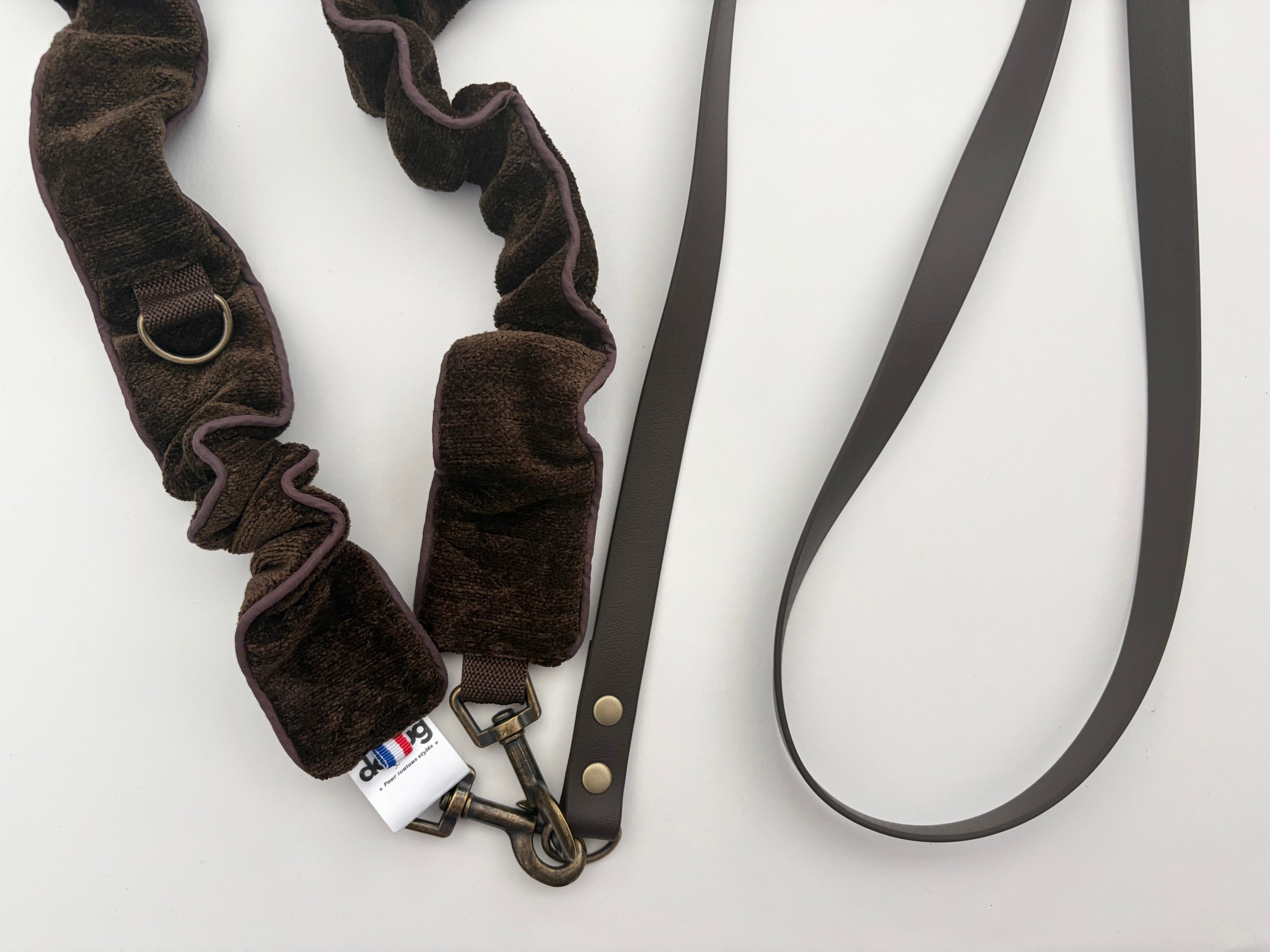 LAISSE MULTI-POSITIONS VELOURS MARRON