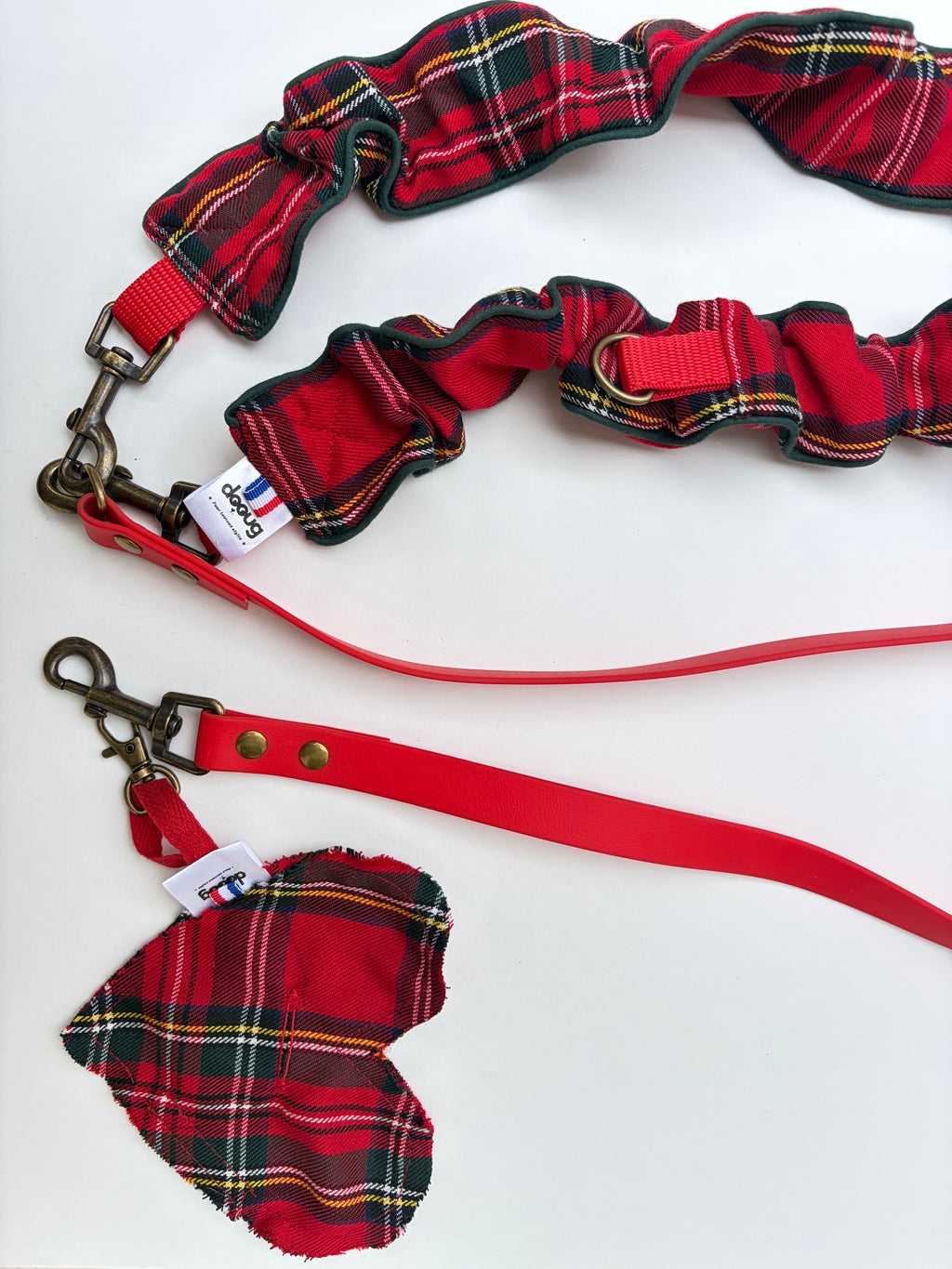 LAISSE MULTI-POSITIONS TARTAN ROUGE ET VERT