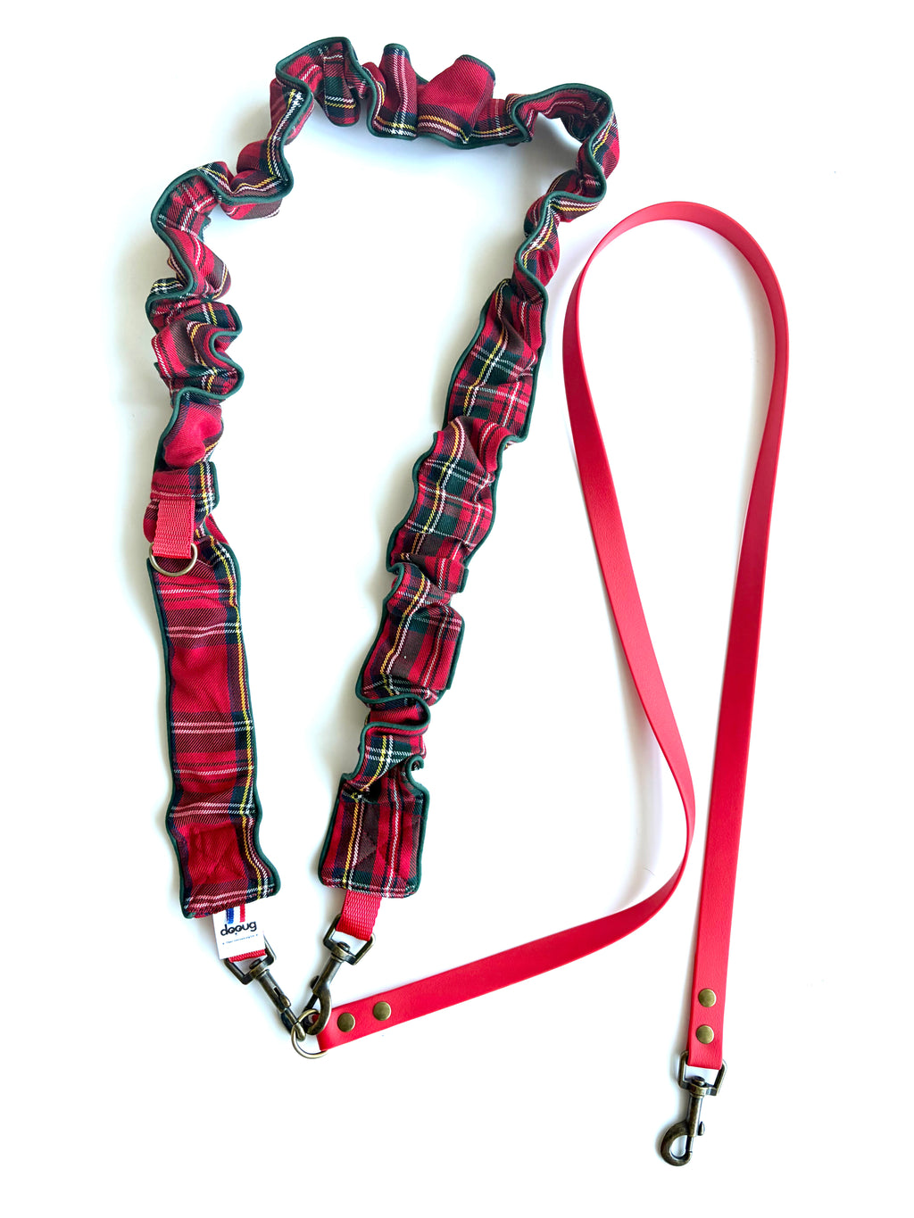 LAISSE MULTI-POSITIONS TARTAN ROUGE ET VERT