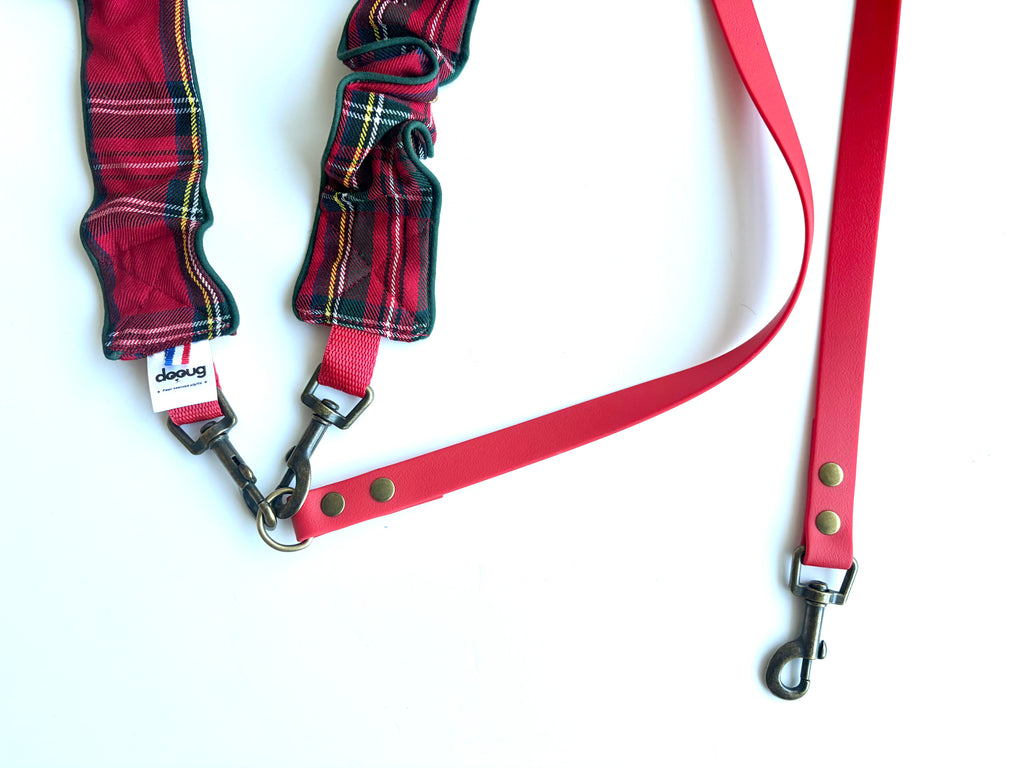 LAISSE MULTI-POSITIONS TARTAN ROUGE ET VERT
