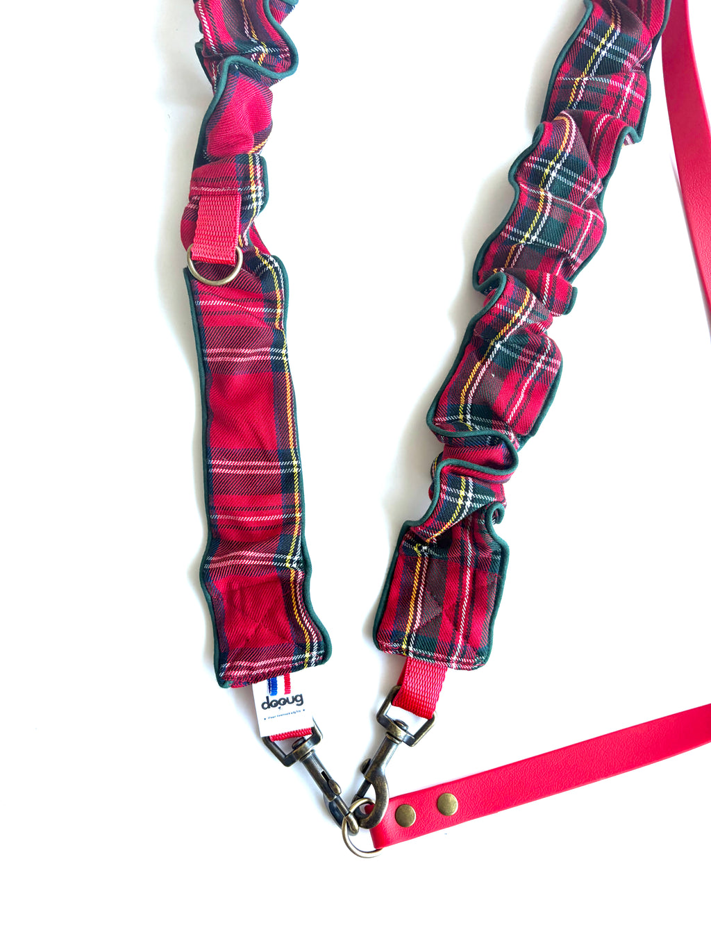 LAISSE MULTI-POSITIONS TARTAN ROUGE ET VERT