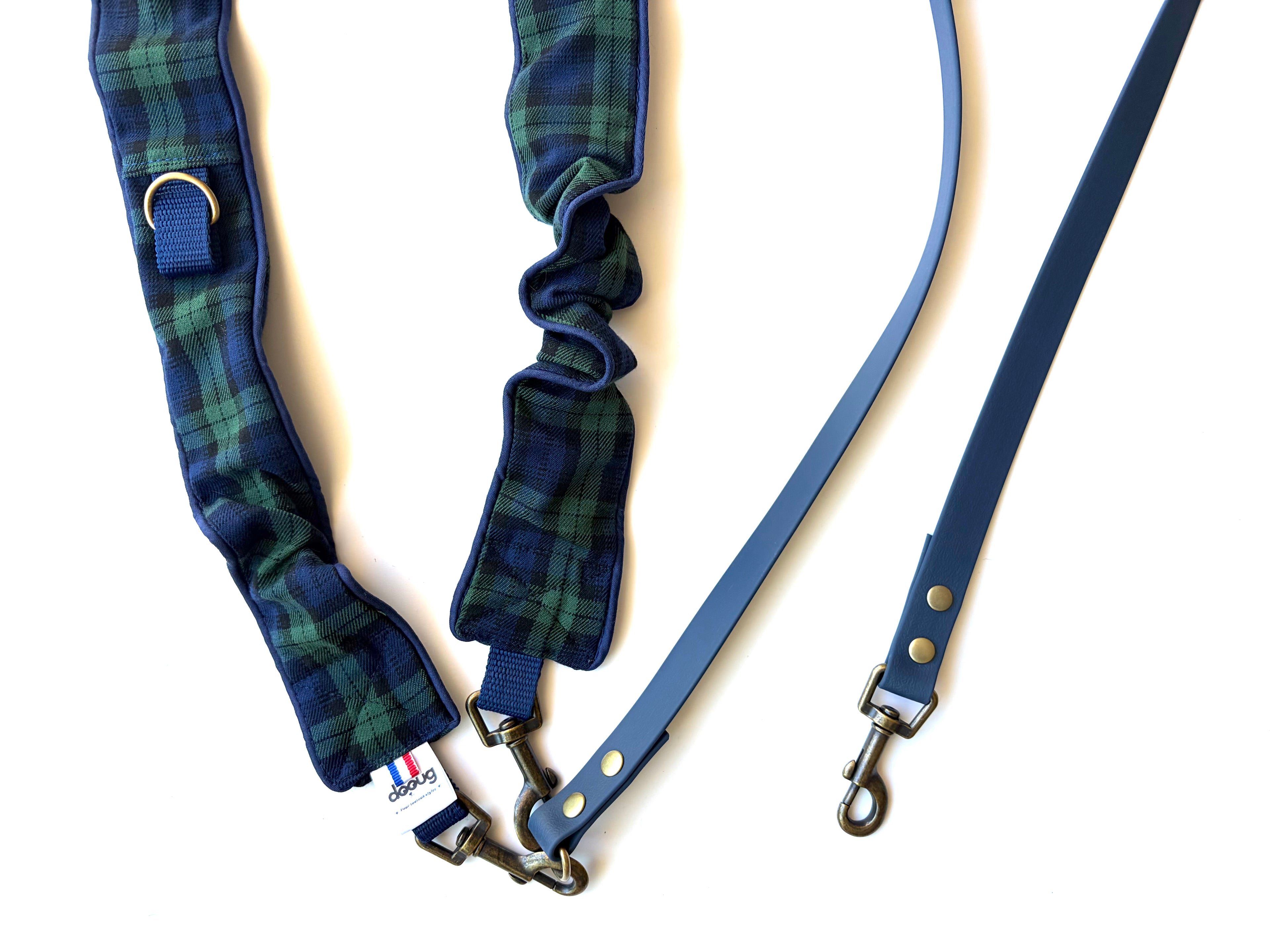 LAISSE MULTI-POSITIONS TARTAN VERT MARINE